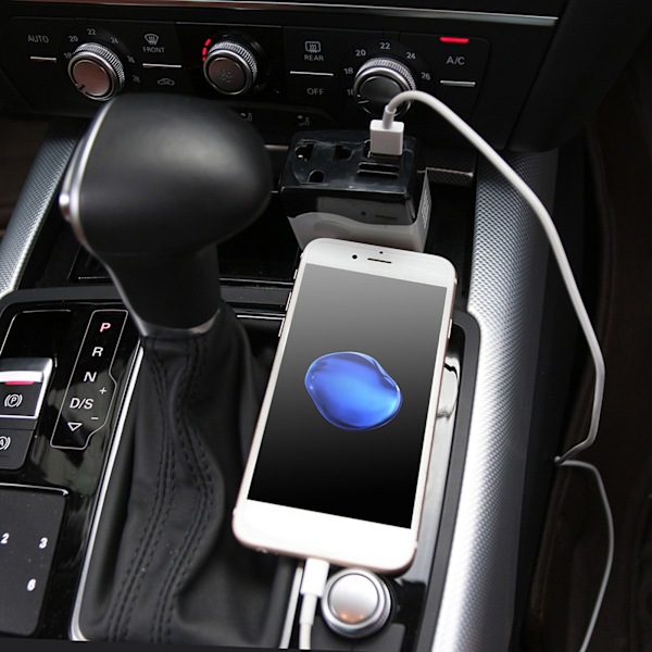 12V/24V Mobil Strømkonverter USB Biloplader til Mobiltelefonopladning Sort