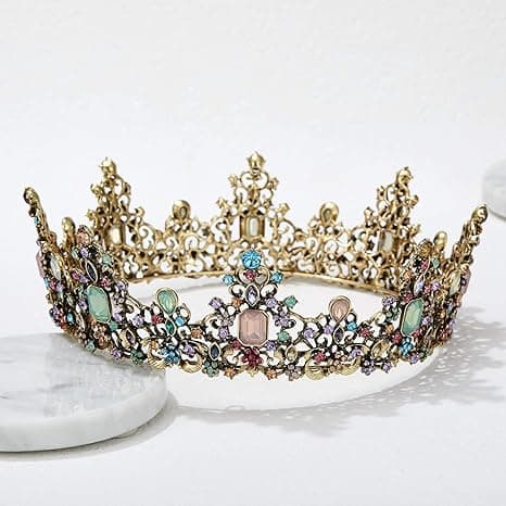 Ädelsten Barock Drottningkrona – Strass Bröllopskrona och Diadem