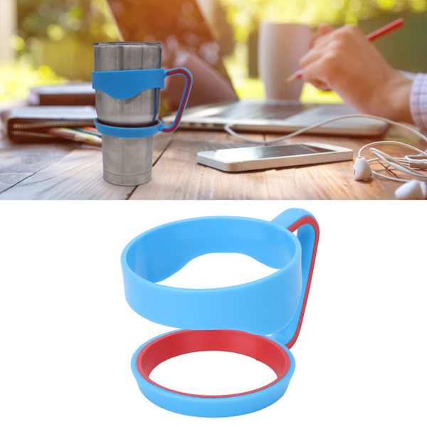 Resekoppshandtag Bil Dubbel Cirkel Anti Slip Mugghandtag för 30oz Isoleringskopp Blå