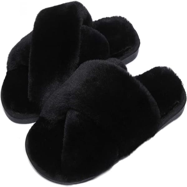 Varme kryss pels flip-flops svarte 38-39
