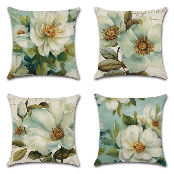 Set med 4 Kuddfodral 45 x 45 cm Blommönster, Kuddfodral