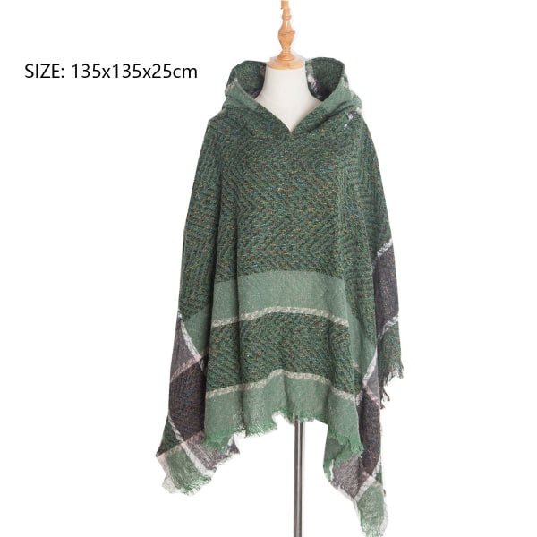 Bohemisk poncho-kappa med aztektryck för kvinnor
