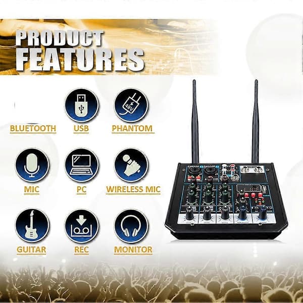 Audio Mixer Bluetooth Mixer Mixing DJ Konsol Med Reverb Effekt Til Hjemme Karaoke USB Scene KTV