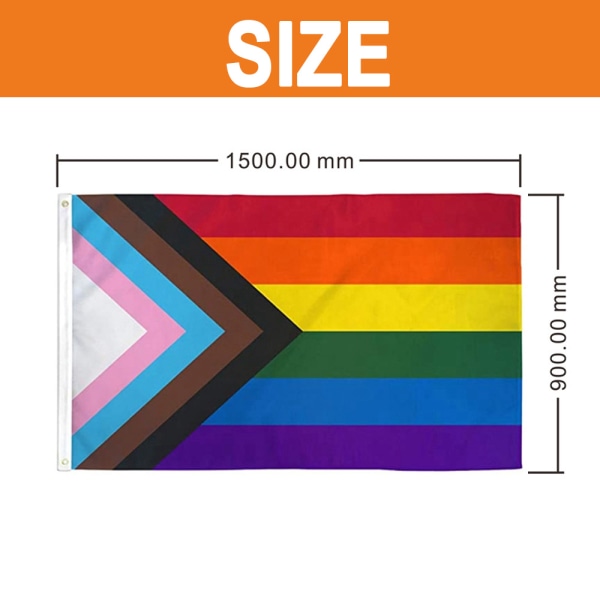 3x5 Feet Progress Pride Flag - Levande färg och blekningssäker - Rainbow Transgender lesbisk LGBT-flagga polyester med genomföringar