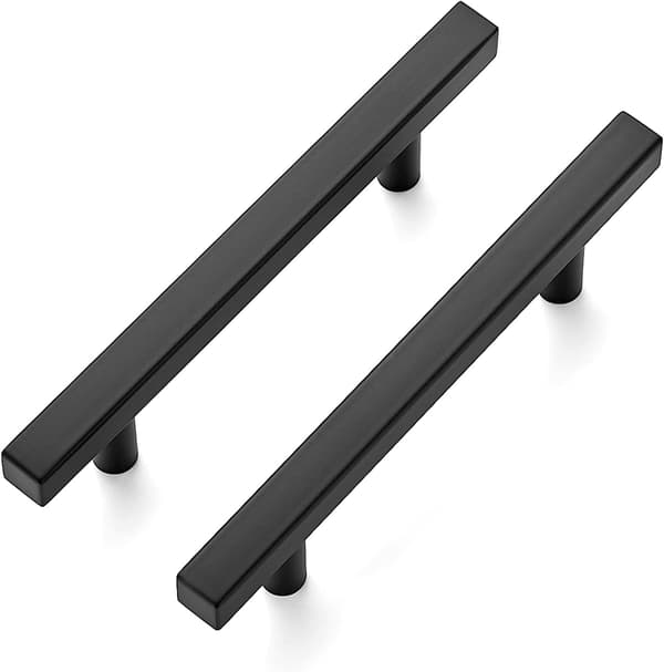 20 stk. 15 cm firkantede skabsgreb, mat sort rustfrit stål, køkken
