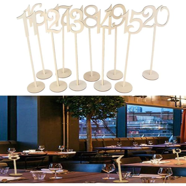 Numéro 1 à 20 Numéros de Table En Bois avec Base de Support pour