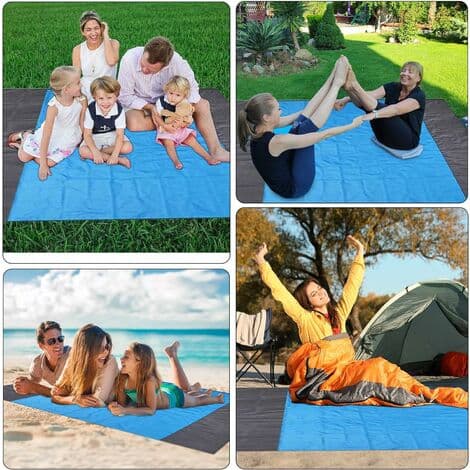 Extra stor strandfilt 210 cm x 200 cm vattentät och sandtålig Vikbar picknickfilt med 4 fästspikar