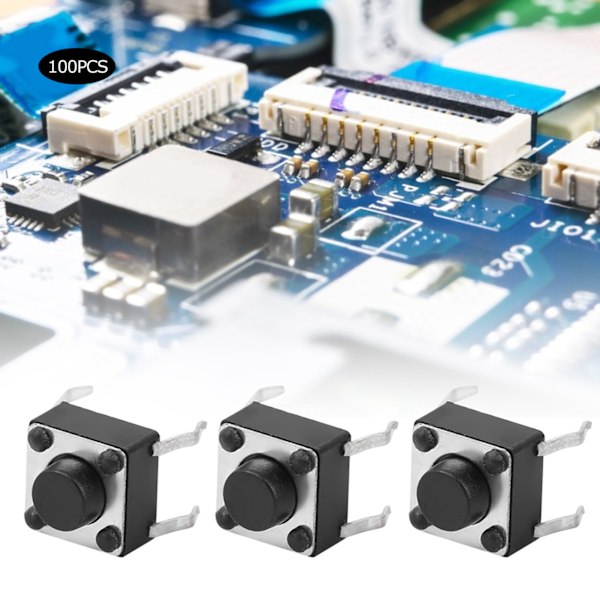 100 st Momentana Taktila Tryckknappar Mini Mikro Taktbrytare Tillbehör 6 x 6 x 5mm