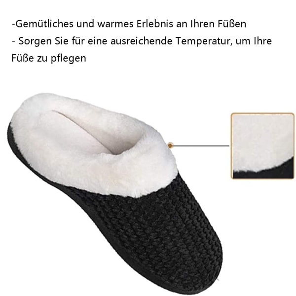 Dame- og herreslippers med memory foam, behagelig uld og blød plys