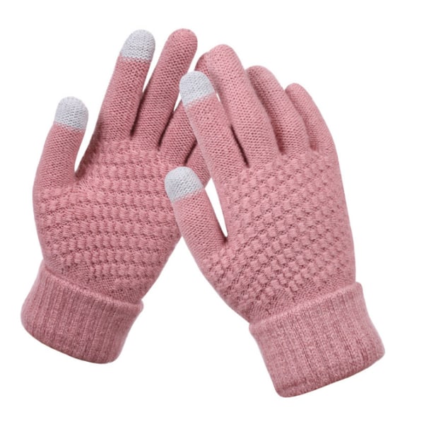 3 Pairs Women's Winter Touch Screen Gloves Warm Fleece Lined Knit Gloves Elastic Cuff Winter Texting Gloves