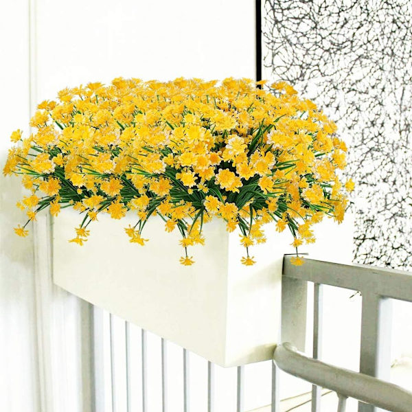 Konstgjorda prästkragar blommor, 4 st konstgjorda blommor gröna plast