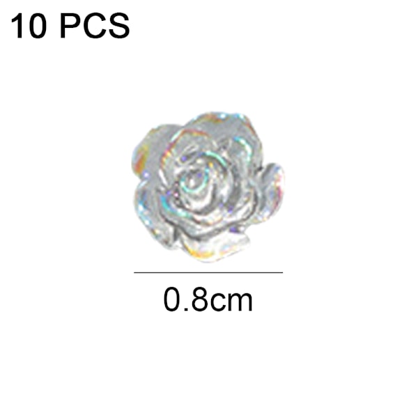 Nail Art 3D Resin Vit Ros Blomdesign Aurora Kronblad Nagel