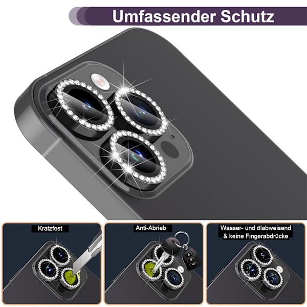 Kameraobjektivskydd för iPhone 14 Pro/14 Pro Max Kameraskydd, HD-glas + Aluminiumring Kameraskydd