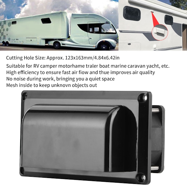 Sidoluftsventilationsfläkt för husbil, släpvagn, husvagn, vit, 12 V, för husvagn, båt, marin, yacht