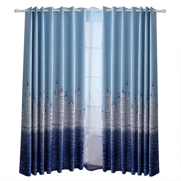 Eleganta Ombre Gardiner, Modern Gradient Mörkläggning för Bevarande av Privatliv, Enkel Installation 100x250cm Blå, Dubbla Lager för Vardagsrum