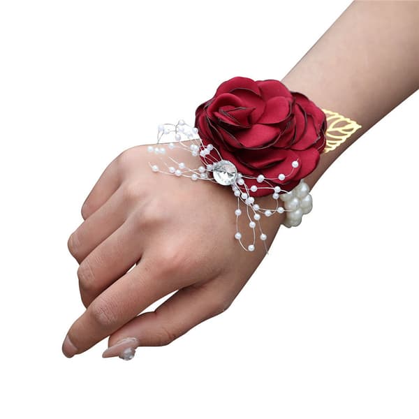Brud Corsage Kunstig Bryllupsblomst Blondeblade Dekoration