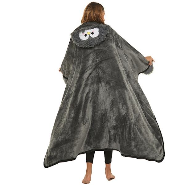 Gaver til kvinner, bærbart teppe for kvinner, pingvingave til kvinner, sofateppe pingvinteppe varmt koseteppe fluffy, teppe med hatt og