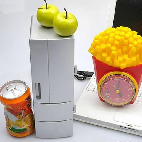 Bärbart USB Mini Kylskåp Dubbelanvändning ABS Mini Värme Kylskåp Dryckeskylare för Kontor
