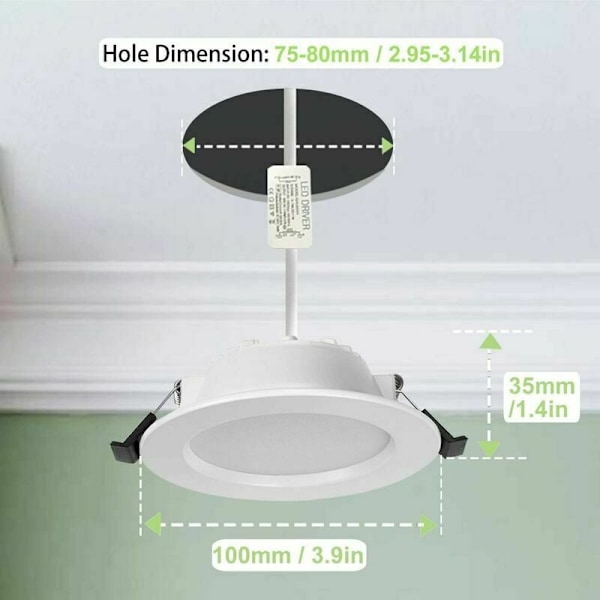 Extra Platt LED Infälld Spotlight Med Ultratunn Design, Hög Ljusstyrka 5W LED Downlight För Badrum Vardagsrum, Aluminiumlegeringskonstruktion