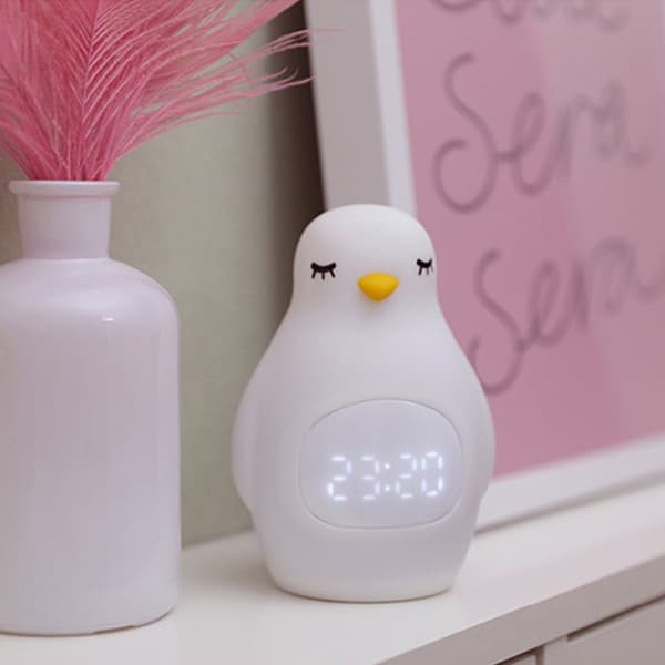 Super sødt LED vækkeur med pingvin silikone tryklys, m