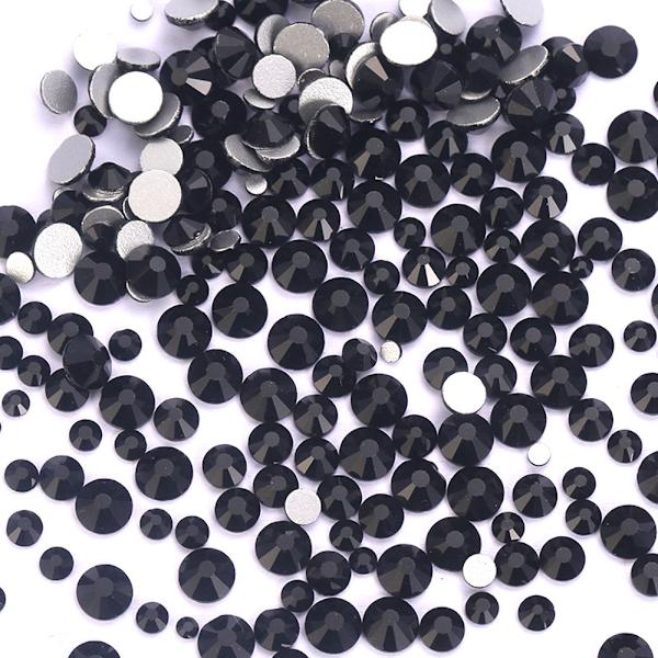 Black Diamond, Krystal Nail Art Flatbacks Uden Hotfix Rhinestones