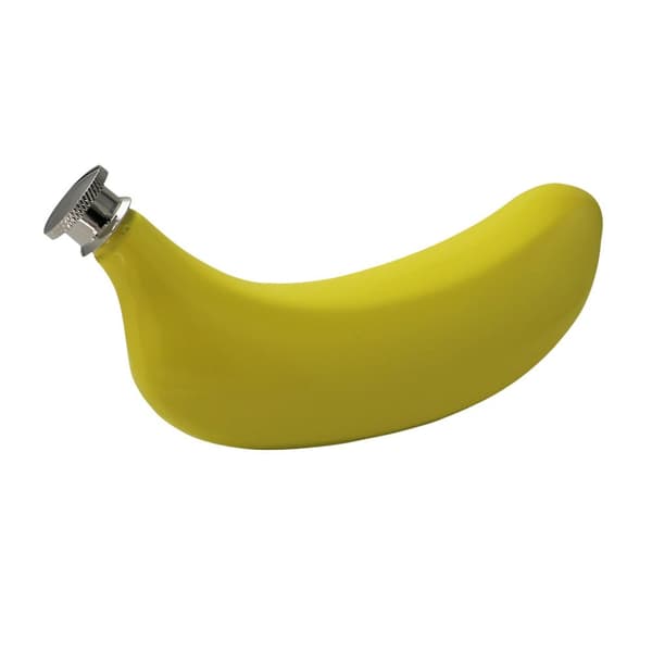 Banaani ruostumattomasta teräksestä valmistettu litteä pullo 5 oz. Keltainen & suppilosetti