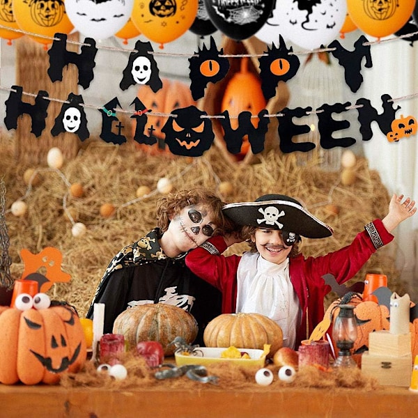 Barn Halloween Födelsedagsdekorationer, Tecknade Halloweenballonger för Inomhus Utomhus Festdekor, Högkvalitativt Latexmaterial Spökpumpaballonger,