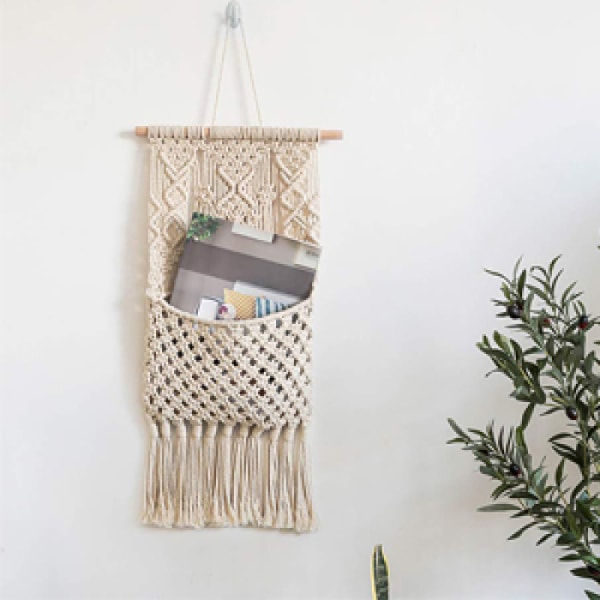 Macrame väggförvaring tidningsförvaring organizer väggförvaring,