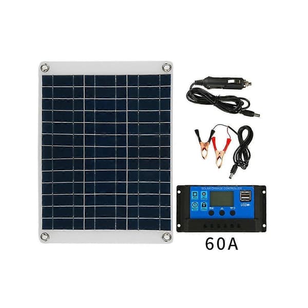 20w Solpanel Kit 12v Oplader Med 60a Solar Ph Opladerplade Til Rv Bil Yac