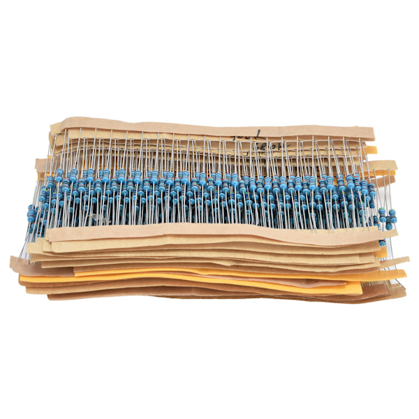 600 stk Metal Film Modstande 30 Værdier 10Ω1MΩ 1/4W 1％ Modstandssortiment til DIY-projekter