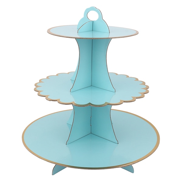 Elegant 3-vånings Cupcake-ställ, Återanvändbart konditoriställ för födelsedagsbröllop, Dekorativt dessertställ i kartong med klassiskt blommönster