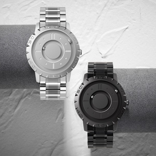Klockor Magnetisk herrur utan glaskulor. Quartz armbandsur för män med armband i rostfritt stål
