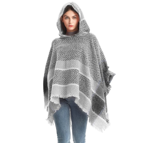 Bohemisk poncho-kappa med aztektryck för kvinnor