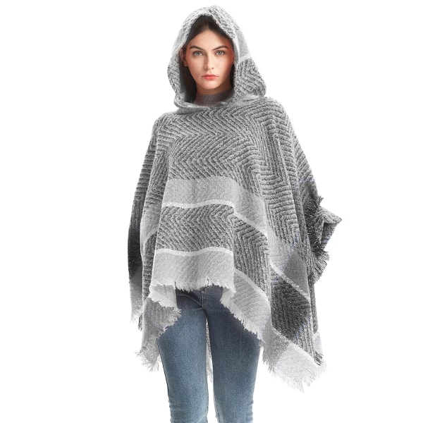 Women's Bohemian Aztec Print Blanket Poncho Hoodie Cape Shawl