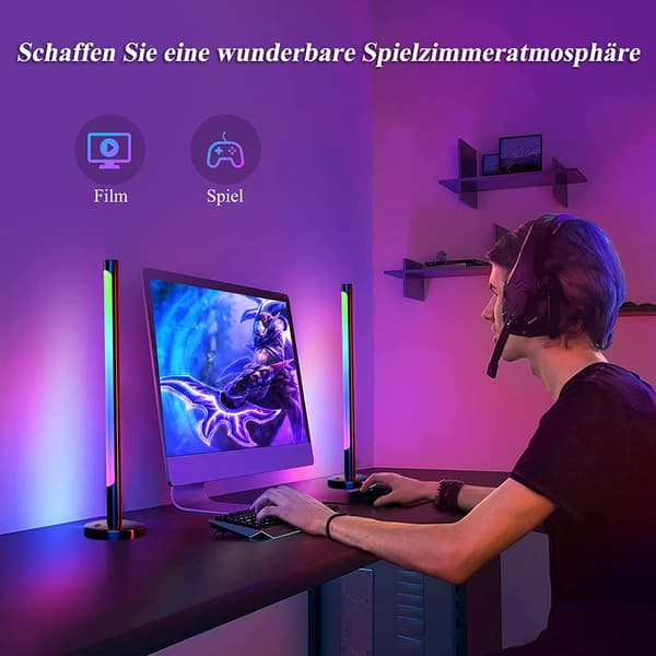Romdekorasjon, Smart LED-lysbar med flere lyseffekter, for gaming, stemningslys, PC, TV-baklys