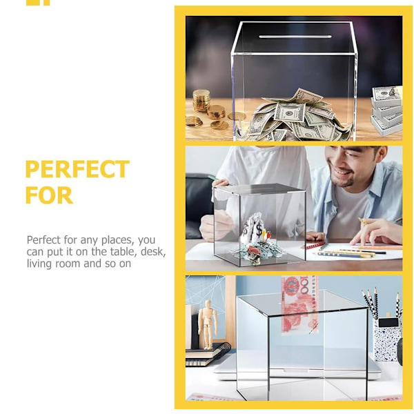 12cm Spargris Acryl Klar Støvfri Terning Pengebokse Opbevaring Pengeopsparing Box