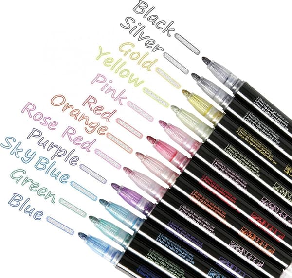 Multifunksjonell DIY Graffiti Penn, Lett å Skrive og Lett å Vaske Bort Markeringspenn, 1ml Multifunksjonell DIY Graffiti Penn, Basert & Assorterte Farger 12pcs