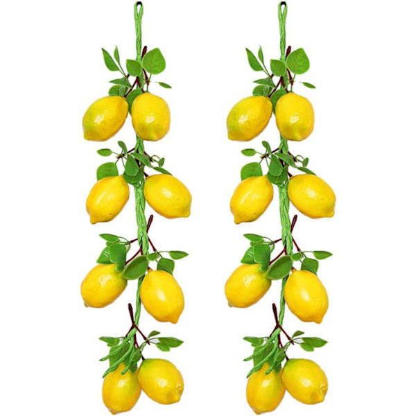 2 stk. Kunstige Citron Grene Kunstig Frugt Girland Grøn Le