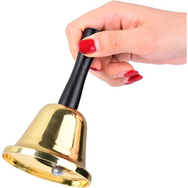Klocka i mässing, bordsringklocka, handklocka i stål, klocka (guld)