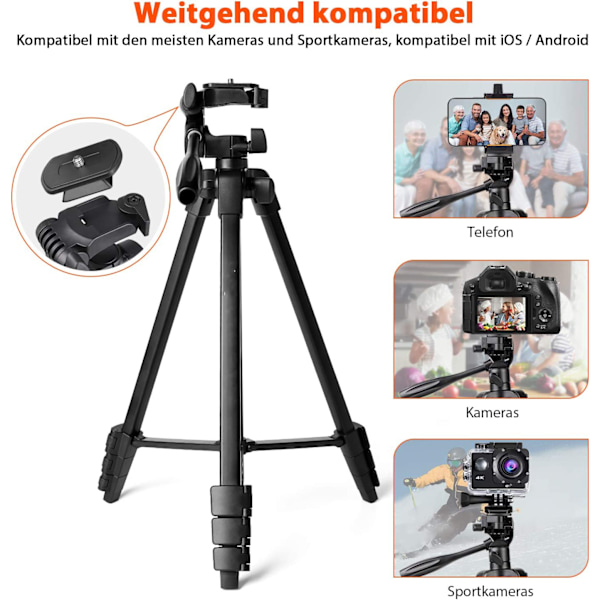 Smartphone Stativ, Utdragbart till Bred Höjd med 360° Roterbart Panoramahuvud för Sömlös Fotografering, Garanterad Stabilitet och Lastkapacitet