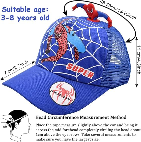 2 barnas Spider Man baseballcaps (rød og blå), Spider Man