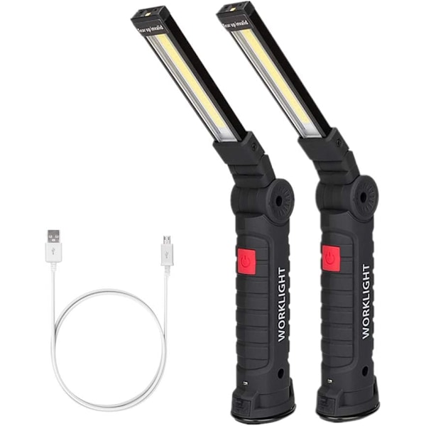 Nödlampa, COB LED Mekanikerarbetslampa, Portabel Strålkastare med 360 Graders Rotation, Vikbar Design och USB Uppladdningsbart Batteri för