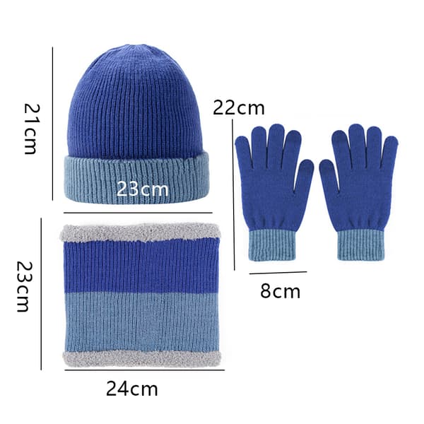 Vintermössa, halsduk och pekskärmshandskar för män och kvinnor Deep blue+blue
