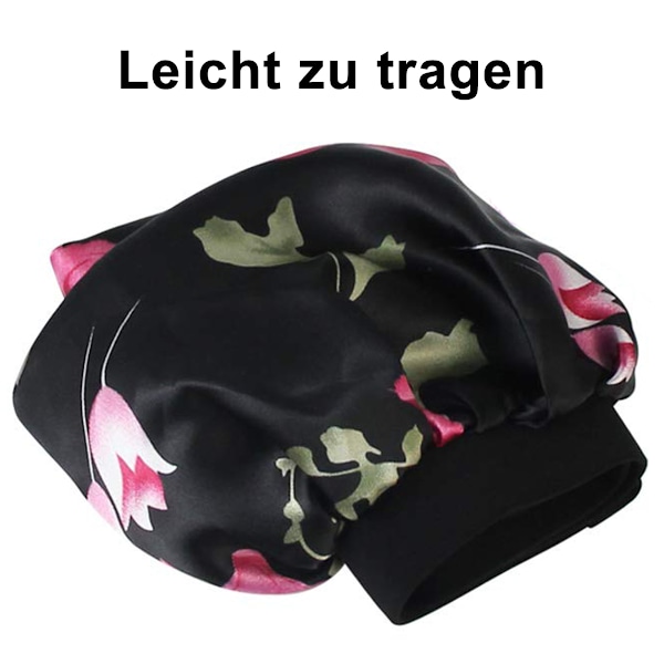 Satin sovmössa - enfärgad och stor blomma frisyr skyddande mössa - mjuk andningsbar band elastisk - 3-pack