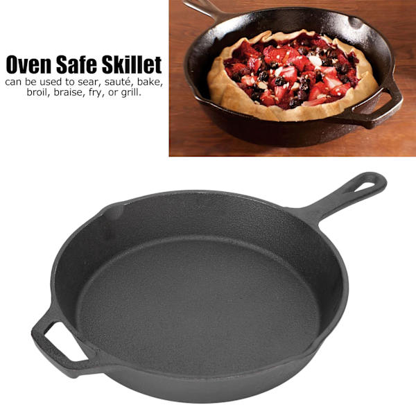 Gjutjärnspanna Snabb och jämn uppvärmning Non-stick Bred applikation Gjutjärnspanna för ugn Spis Grill 25 cm diameter