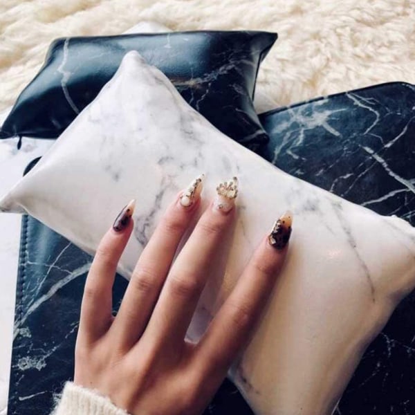 Neglearmlæn Marmor Manicure Håndpuder PU Læder Håndpude