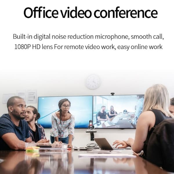 1080P Webcam med Mikrofon, Driverfri USB HD Webkamera til PC/Mac/Laptop/MacBook/Tablet