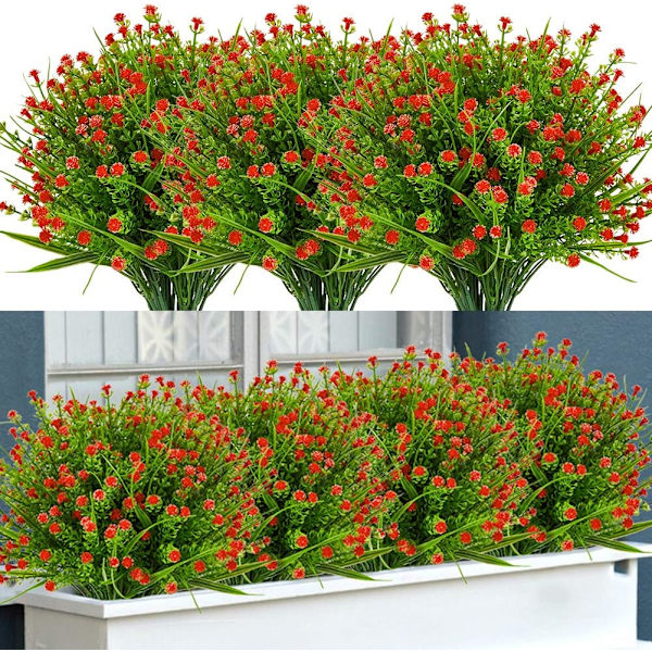 12 buketter konstgjorda blommor för utomhusbruk, naturtrogna konstgjorda babys breath-blommor