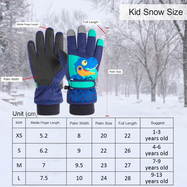 Barne Ski- og Snowboardhansker, Vanntett Vintervarme Hansker, Kald