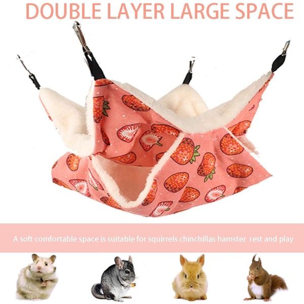 Hengekøye for små dyr, dobbeltlags varm hengekøye seng, chinchilla-frett hengekøye, hengekøye for små kjæledyr for hamster, frett, papegøye, marsvin